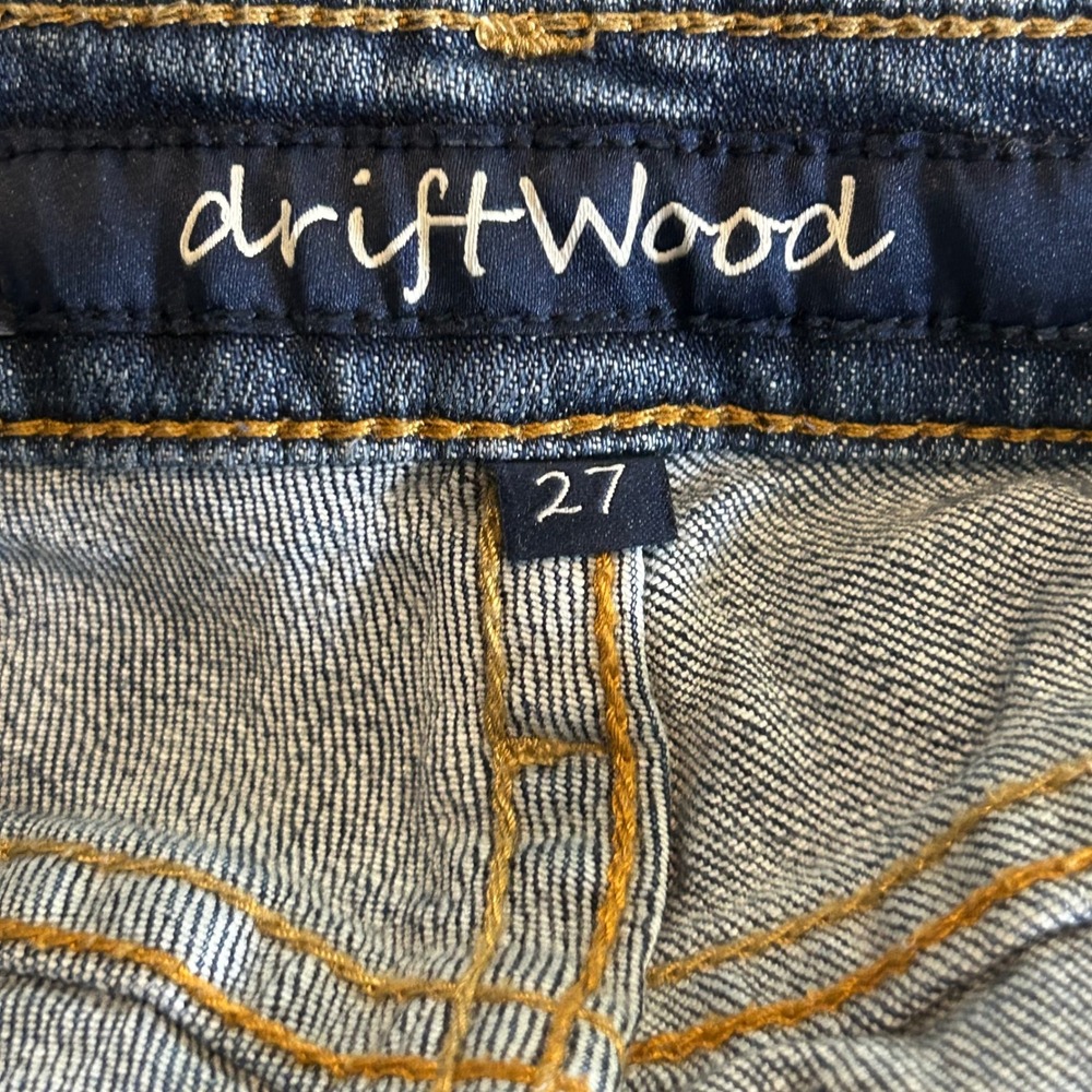 Driftwood Jeans Size 27 Denim Patchwork Embroidered Accent Skinny Mid Rise - Picture 9 of 10